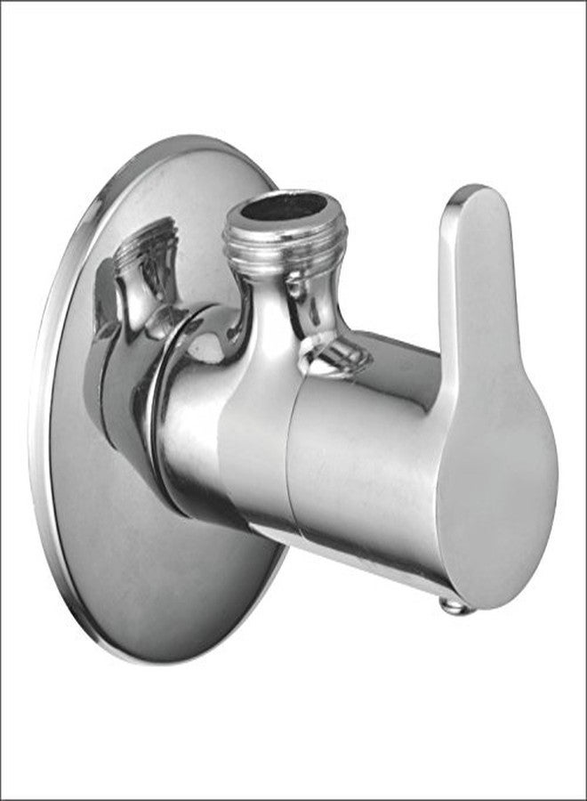 Kamal Brass Angle Cock Tab with Wall Flange - Fusion | Wall Mount Installation | Chrome Finish - Silver (Pack of 1)